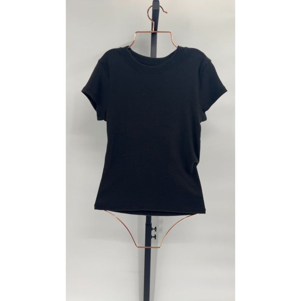 Quince Womens Organic Cotton Micro-Rib Crewneck Tee 3-Pack Black Sleeved Top M